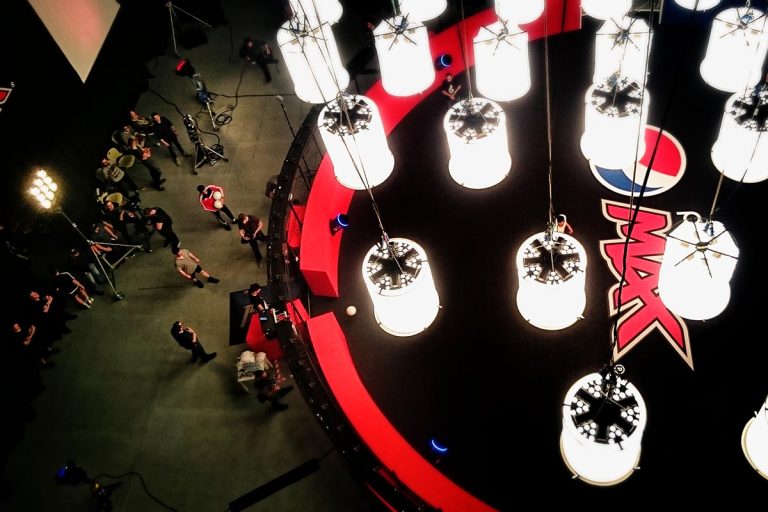 Shot from above of 360 bullet time rig at Pepsi shoot