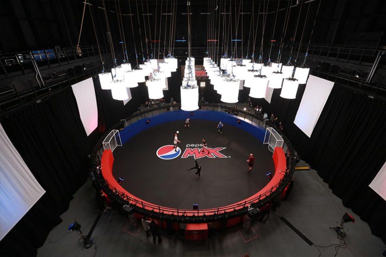 Full picture of 360 bullet time rig at Pepsi shoot